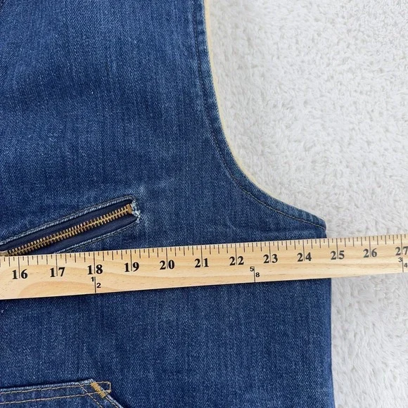 Vintage Come On Strong Vest Mens XL Blue Denim Sherpa Lined Workwear 80s USA - Picture 4 of 5